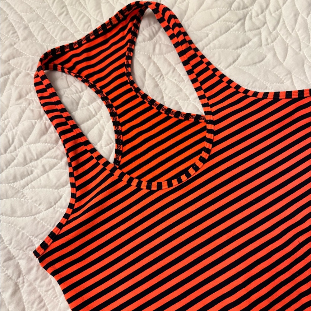 Lululemon Cool Racerback Tank - Orange & Navy Stripes Sz 4